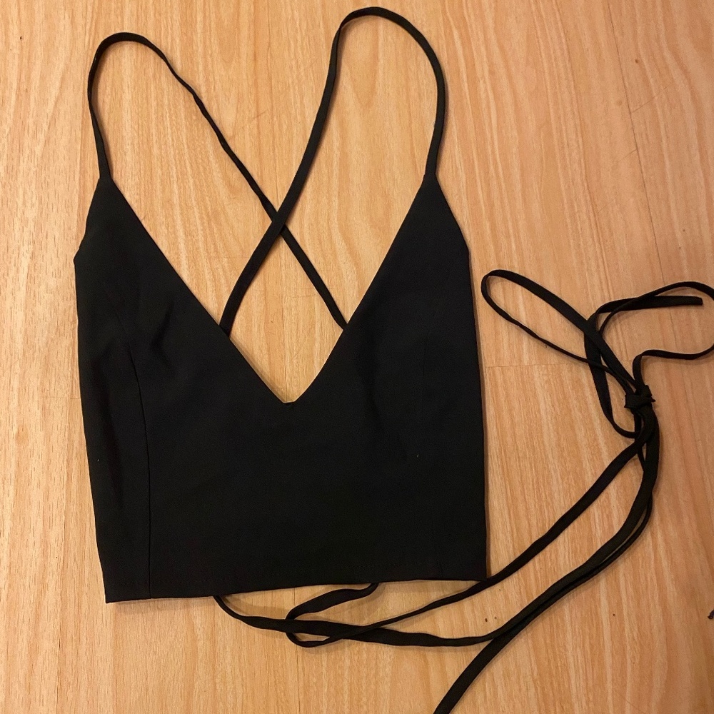 Shein Open Back Tie Crop Tank